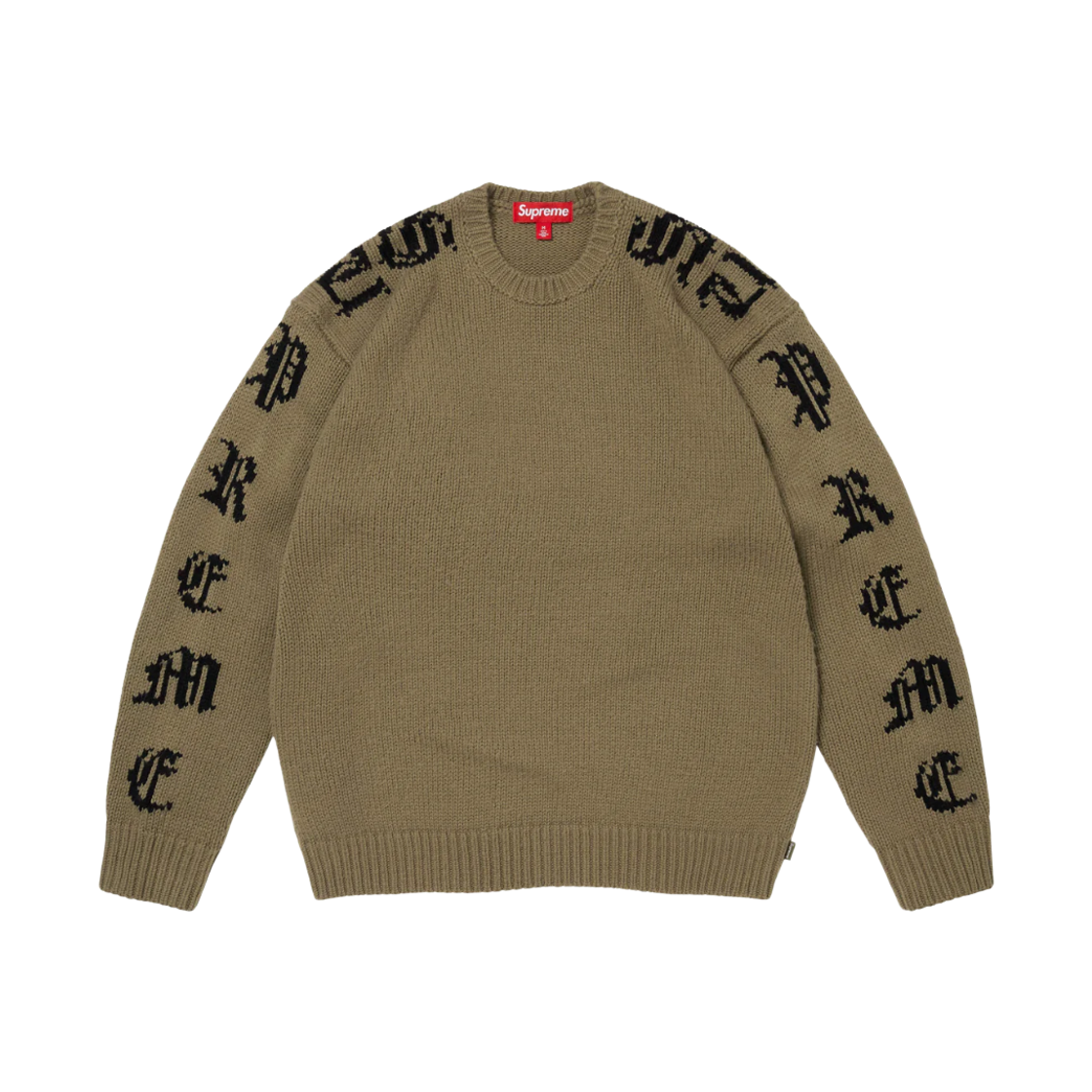 - Supreme Old English Sleeves Sweater Olive - 26SS