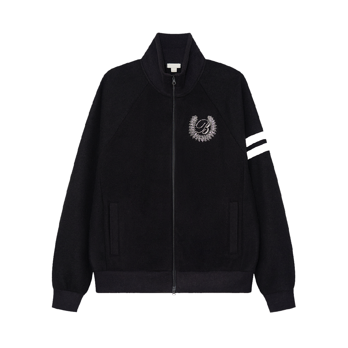 Bonnae-191 Bonnae Beaded Knit Zip-up Black