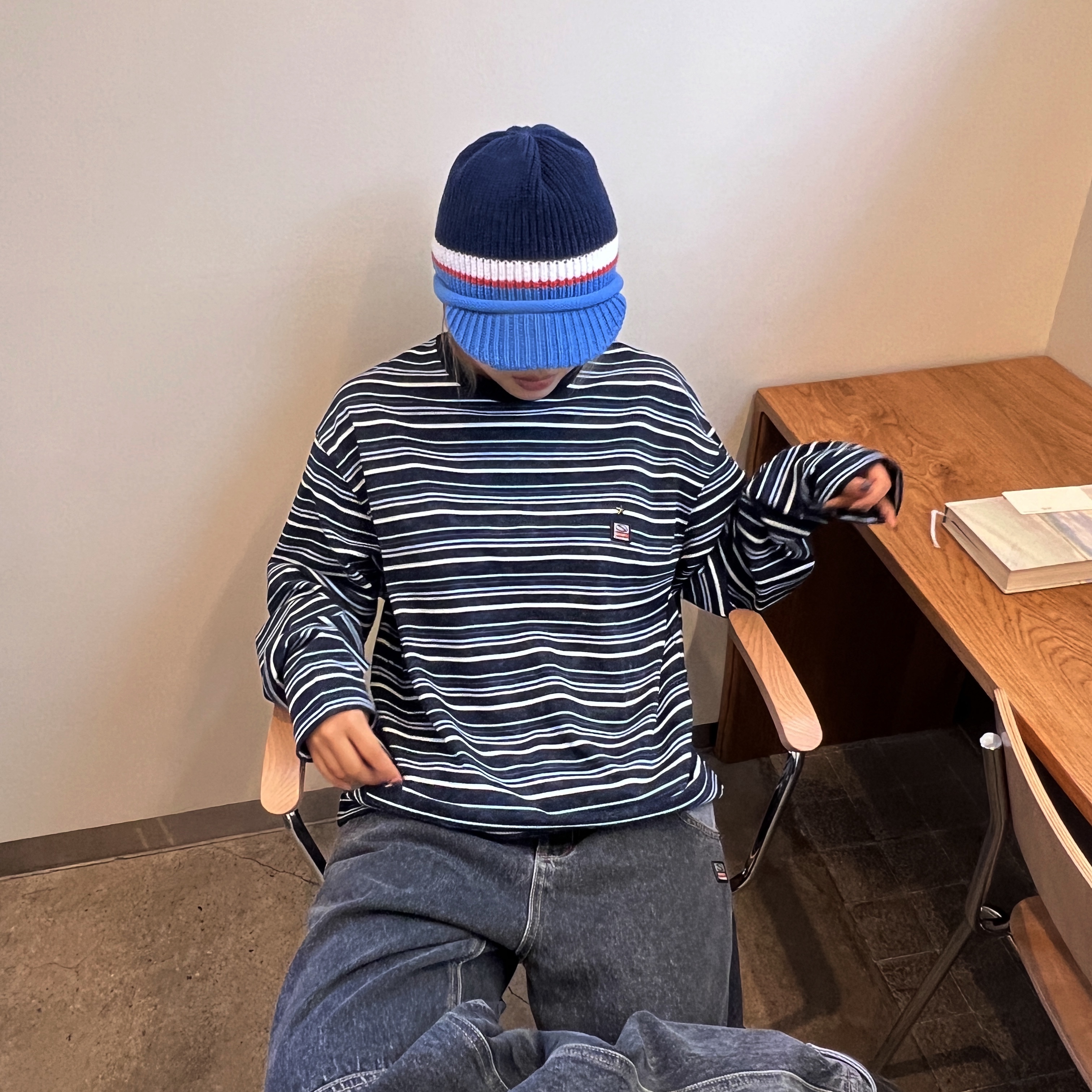 SPORT CHAMBER SC Transition T-shirt NAVY, SPORT CHAMBER SC Glide Knit Cap NAVY 착용 스타일 - 1
