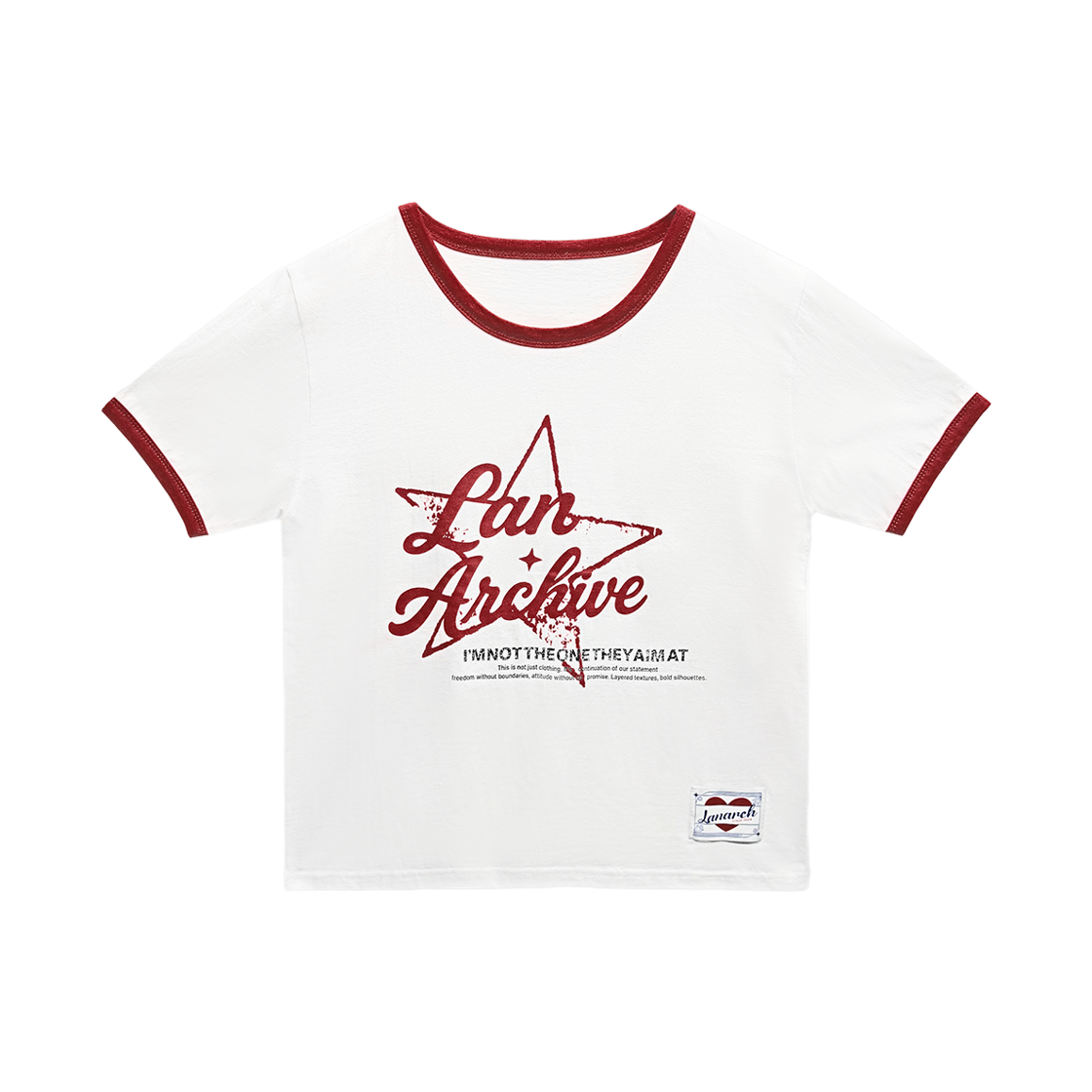 랜 아카이브 0094 랜 스타 로고 링거 티셔츠 - 아이보리(LAN ARCHIVE 0094 Lan Star Logo Ringer T-Shirt - Ivory)