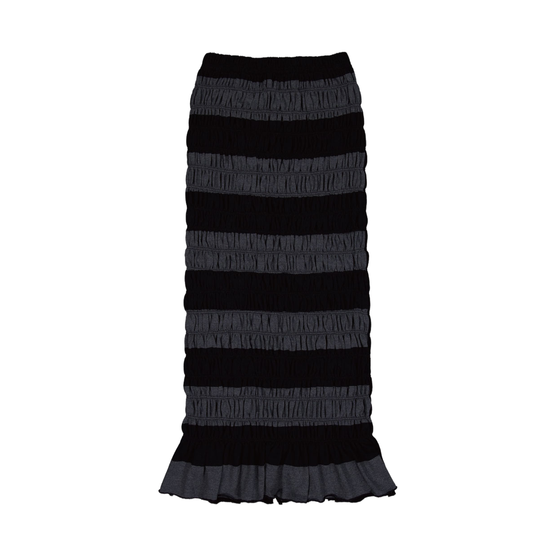 캐주얼 매뉴얼 리버시블 스모크 스커트 블랙(Kasual Manual Reversible Smoke Banding Long Skirt Black) - 1