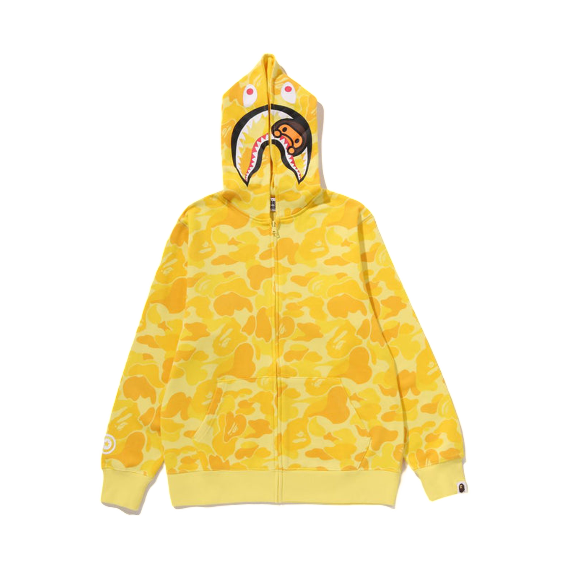 (키즈) 베이프 ABC 카모 마일로 샤크 집 후드 옐로우((Kids) BAPE ABC Camo Milo Shark Zip Hoodie Yellow) - 1