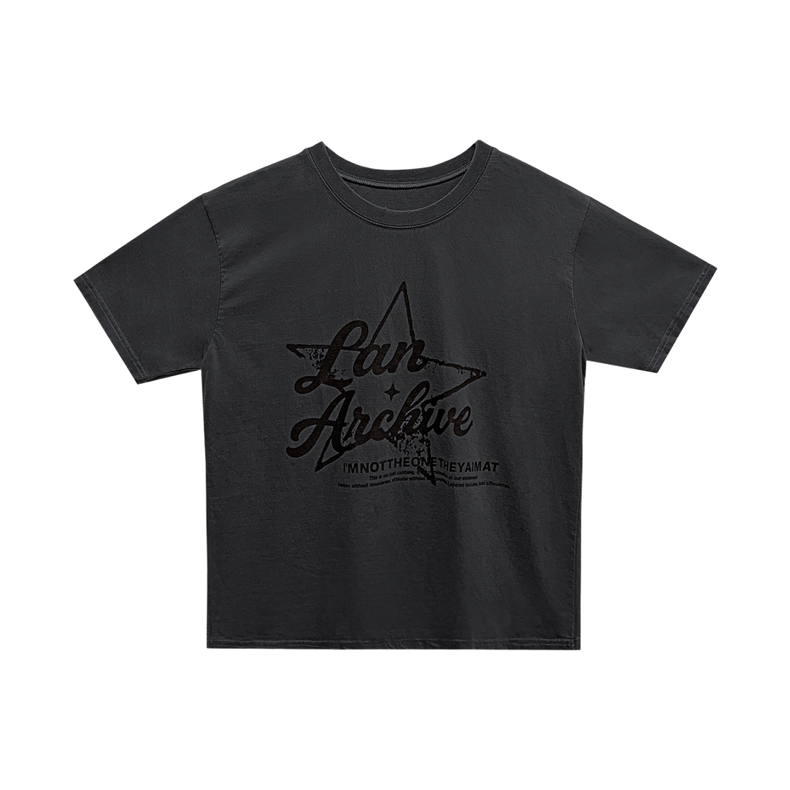 랜 아카이브 0095 랜 스타 로고 피그먼트 티셔츠 - 차콜(LAN ARCHIVE 0095 Lan Star Logo Pigment T-Shirt - Charcoal)