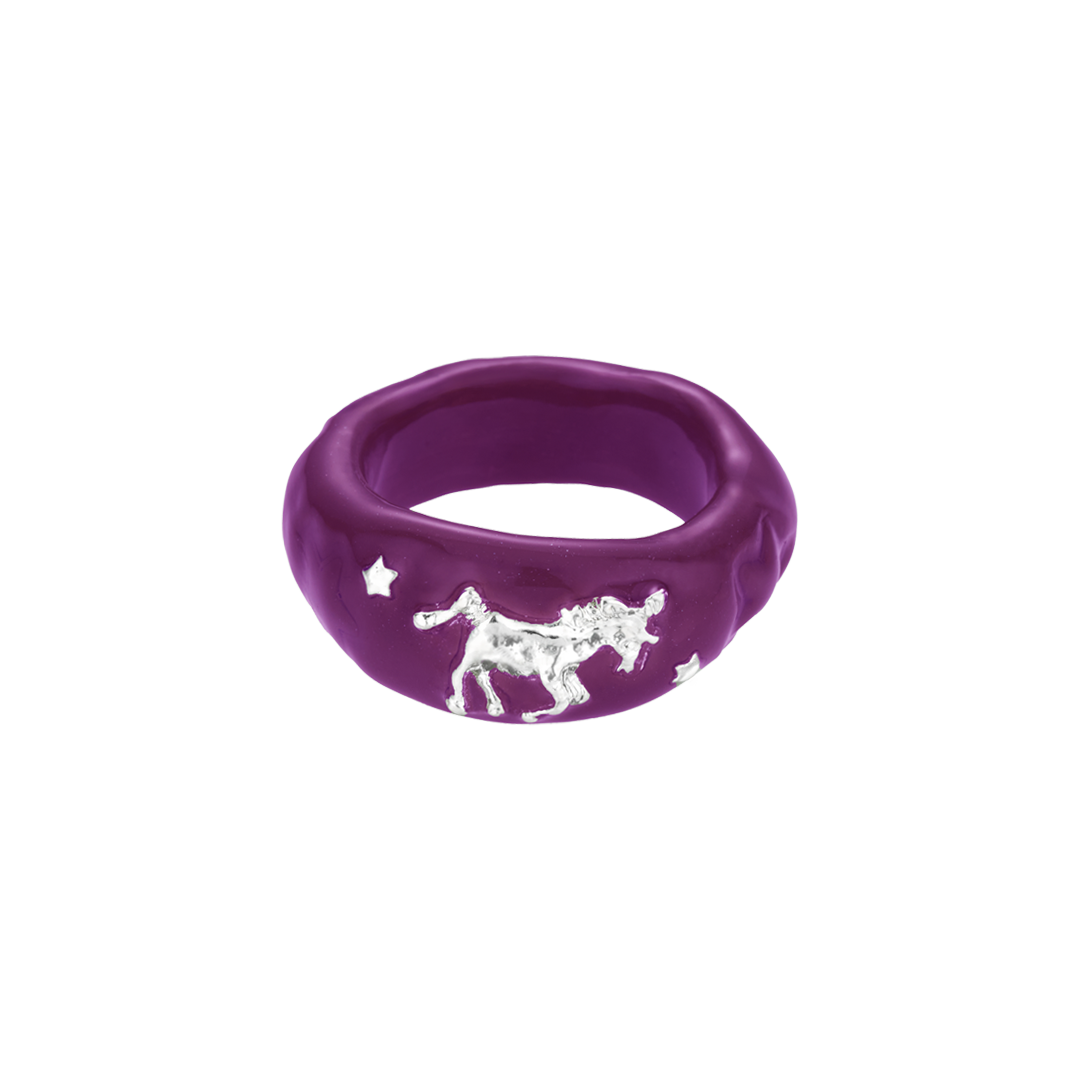 26SSJRGUNIPLUFF Nff Unicorn Ring Plum