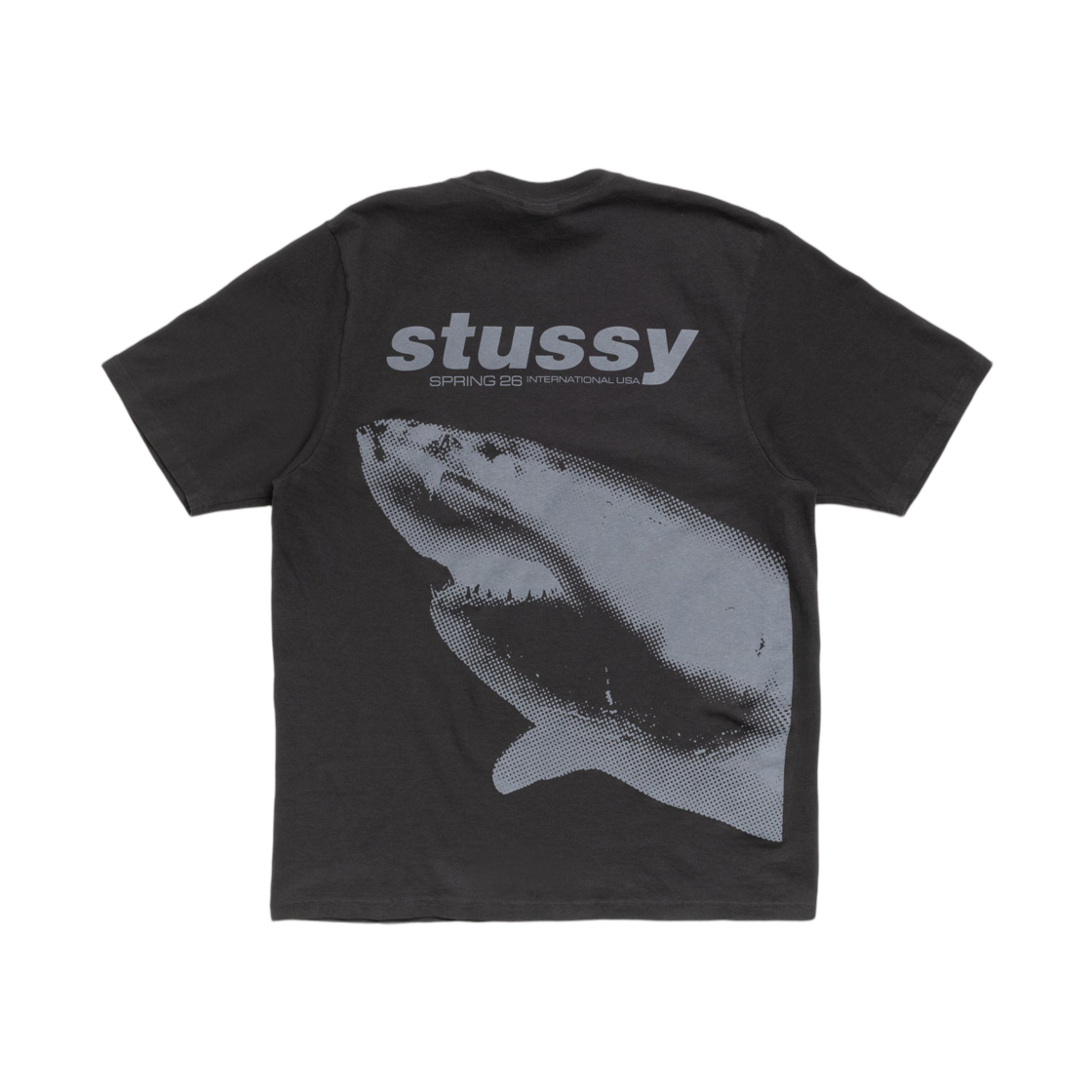 1905183 Stussy Shark Pigment Dyed T-Shirt Faded Black
