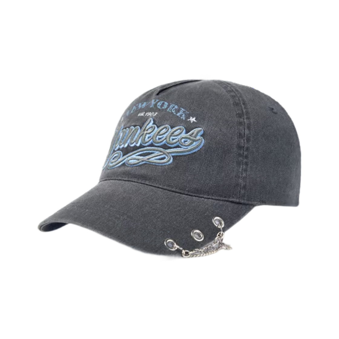 MLB 빈티지 컬시브 주얼리 언스트럭쳐 볼캡 뉴욕양키스 다크 그레이(MLB Vintage Cursive Jewelry Unstructured Ball Cap New York Yankees Dark Gray) - 1