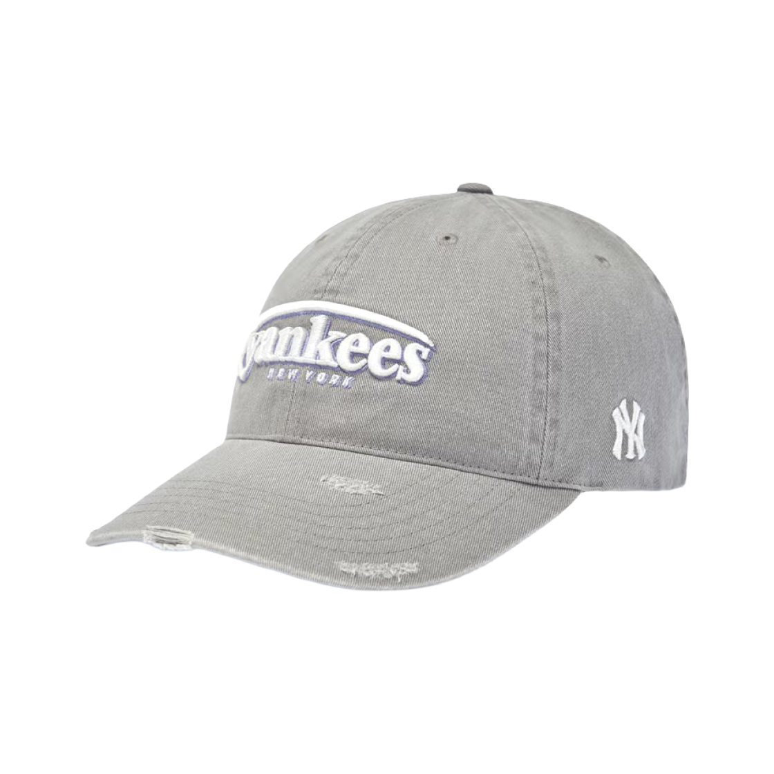 MLB 빈티지 데미지 커브 로고 언스트럭쳐 볼캡 뉴욕양키스 그레이(MLB Vintage Damage Curve Logo Unstructured Ball Cap New York Yankees Gray) - 1