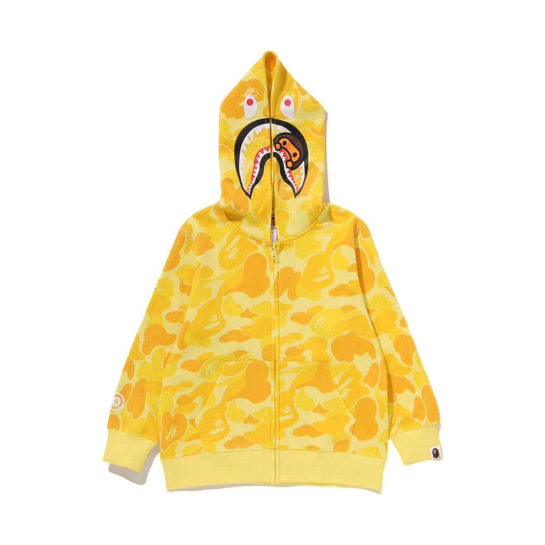 (키즈) 베이프 ABC 카모 마일로 샤크 집 후드 옐로우((Kids) BAPE ABC Camo Milo Shark Zip Hoodie Yellow) - 1