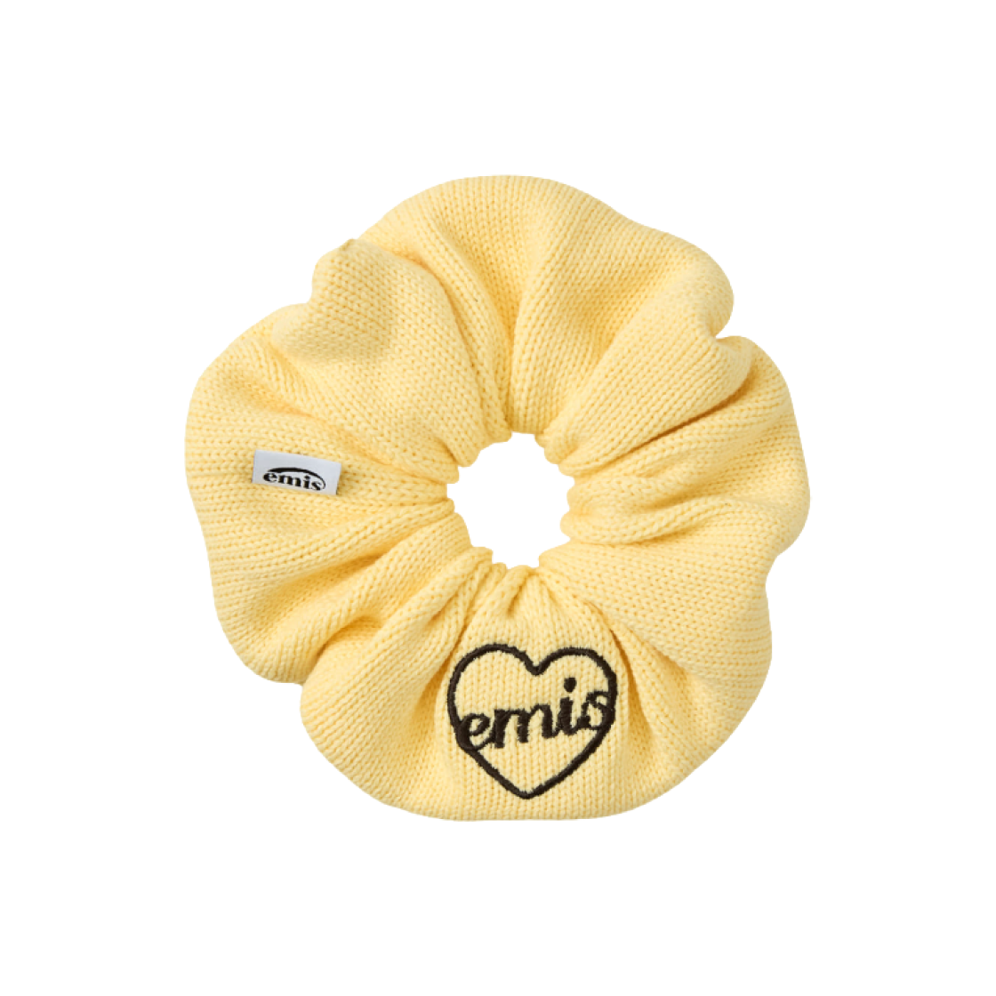 - Emis Heart Logo Knit Scrunchie Yellow