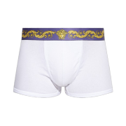 Versace Printed Cotton Jersey Trunks White