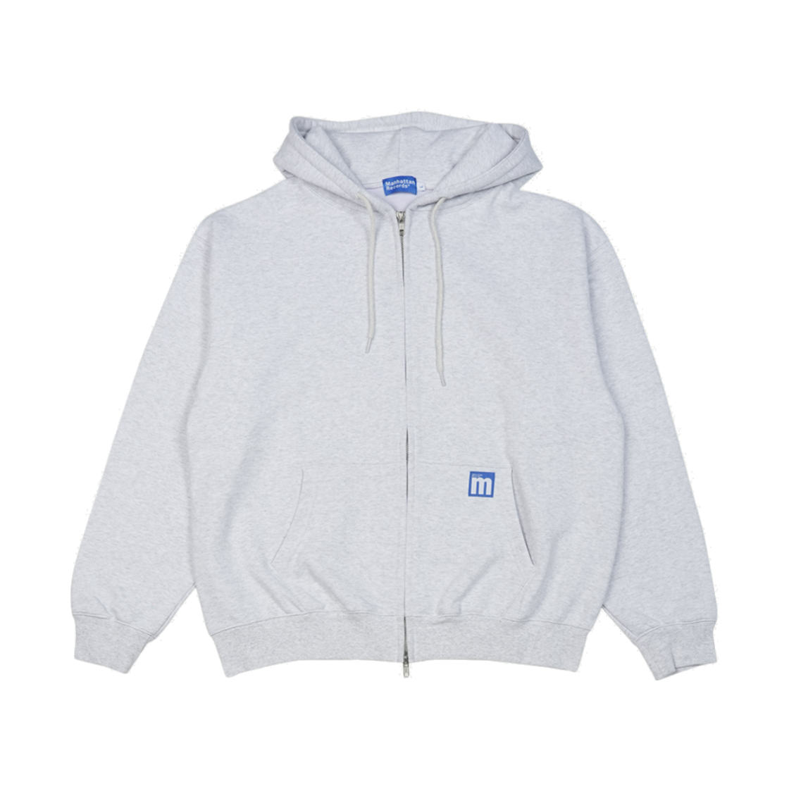 맨하탄 레코즈 라인 로고 집업 후디 - 라이트 그레이(Manhattan Records Line Logo Zip Up Hoodie - Light Grey)