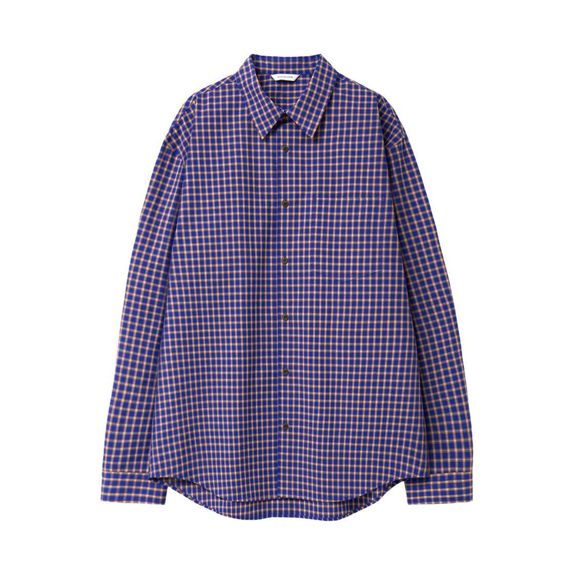 유체 오프셋 체크 셔츠 코발트 체크