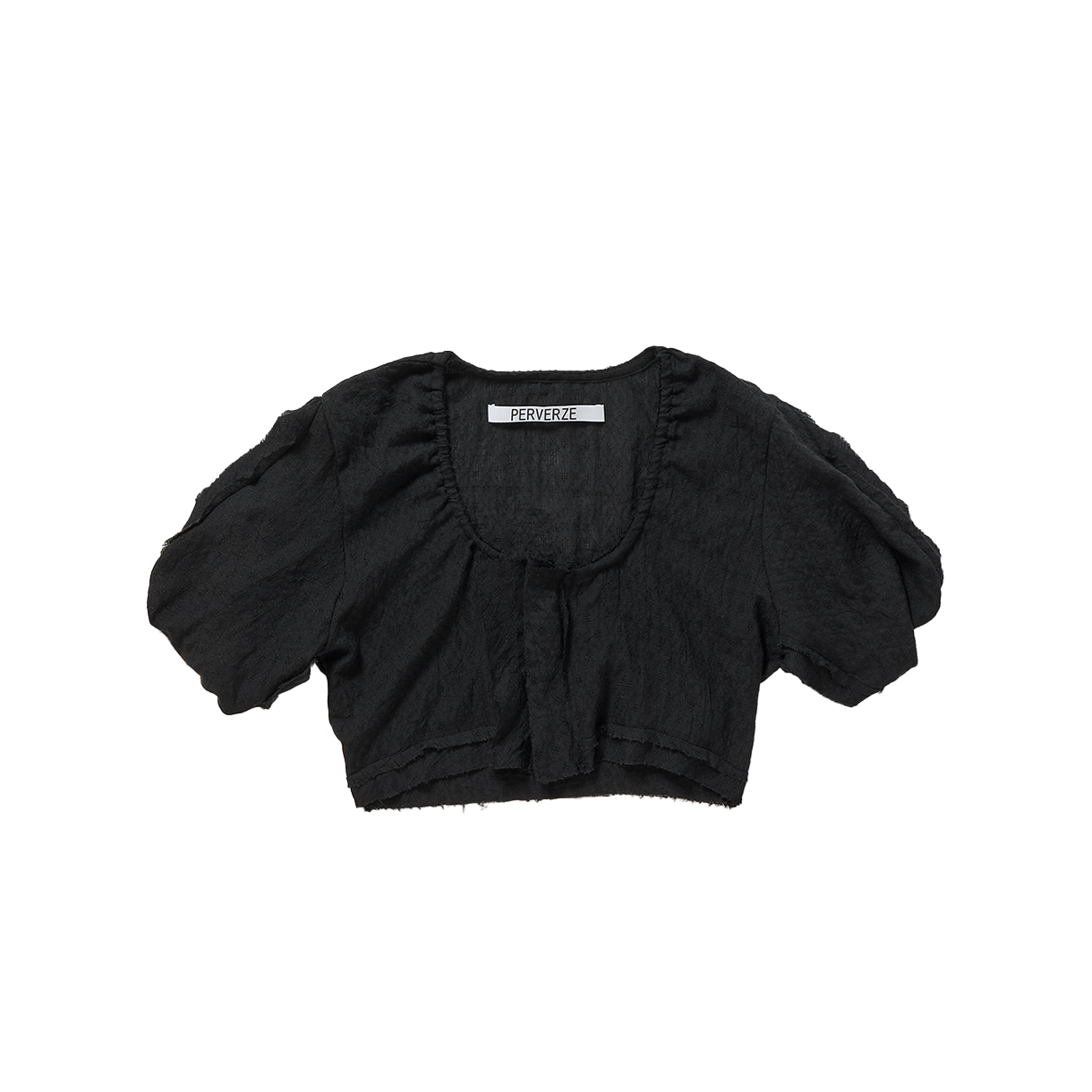 퍼버즈 우먼 트위스트 슬리브 타이니 셔츠 블랙 - 26SS(Perverze Women Twist Sleeve Tiny Shirts Black - 26SS)