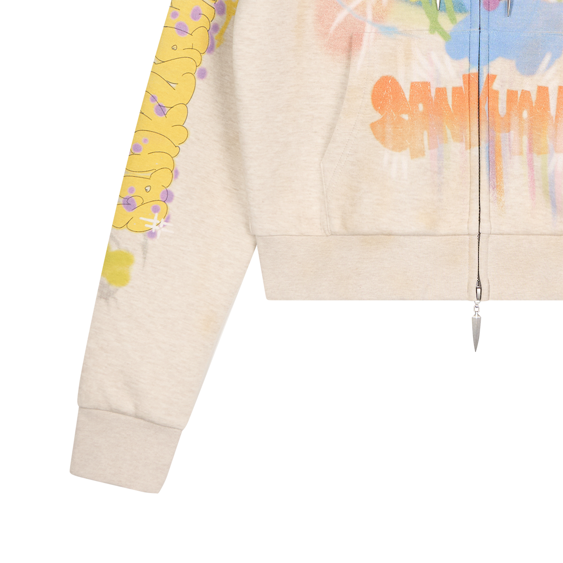 산쿠안즈 B26SSUTZ0101 그래픽 집업 후디 베이지 - 26SS(Sankuanz B26SSUTZ0101 Graphic Zip Up Hoodie Beige - 26SS) - 6