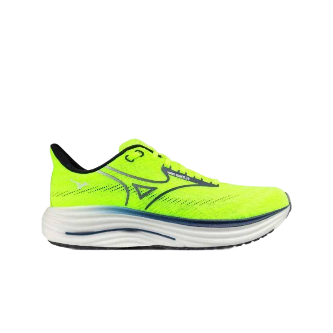 미즈노 웨이브 라이더 29 옐로우 네이비 - 4E 슈퍼 와이드(Mizuno Wave Rider 29 Yellow Navy - 4E Super Wide) - 1