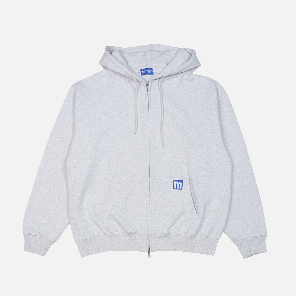 맨하탄 레코즈 라인 로고 집업 후디 - 라이트 그레이(Manhattan Records Line Logo Zip Up Hoodie - Light Grey) - 2