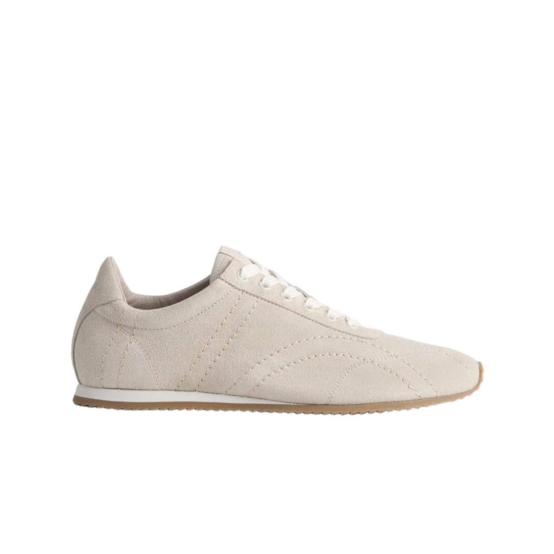 262-WAS0324-LE0027-009 (W) Toteme Flex Suede Sneakers Stone