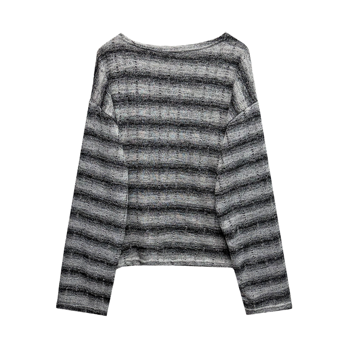 랜 아카이브 0098 그런지 그래픽 시스루 롱슬리브 - 그레이(LAN ARCHIVE 0098 Grunge Graphic Sheer Long Sleeve - Gray) - 2