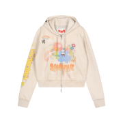 Sankuanz B26SSUTZ0101 Graphic Zip Up Hoodie Beige - 26SS