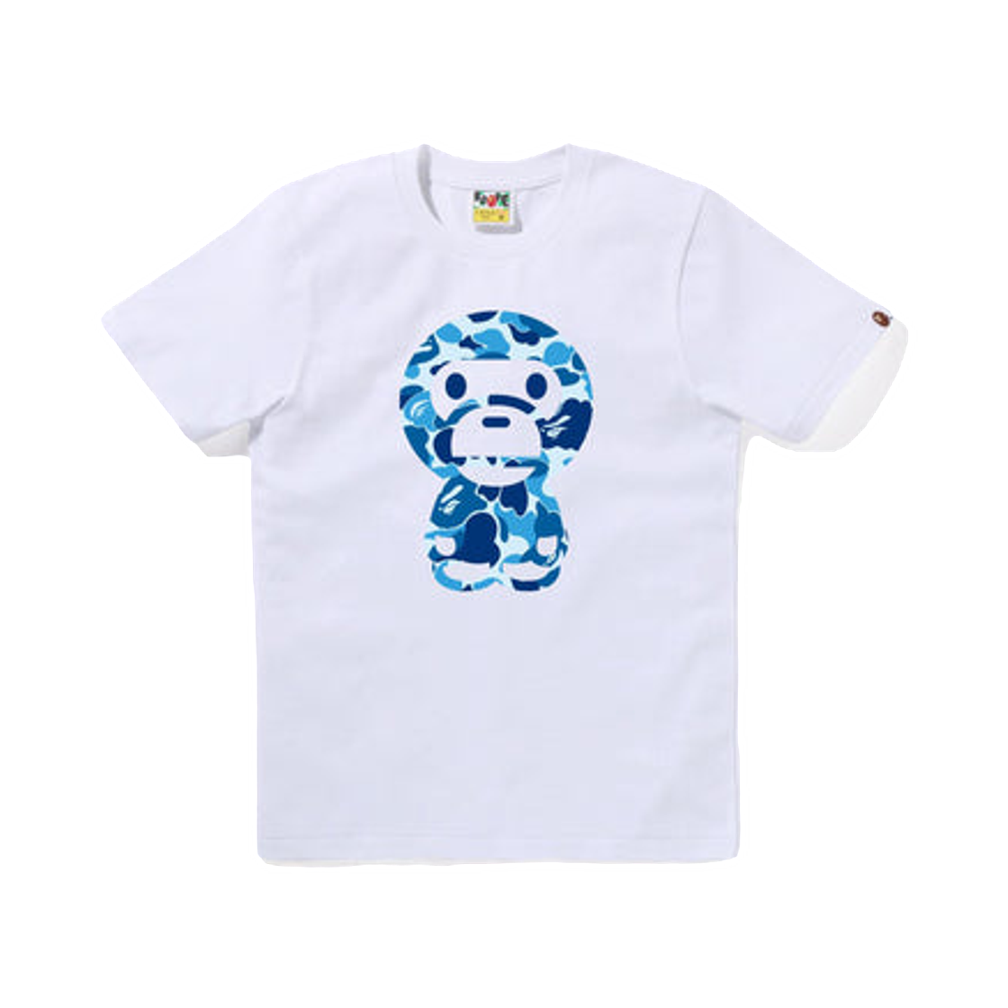 (W) 베이프 ABC 카모 빅 베이비 마일로 티셔츠 화이트 블루((W) BAPE ABC Camo Big Baby Milo T-Shirt White Blue)