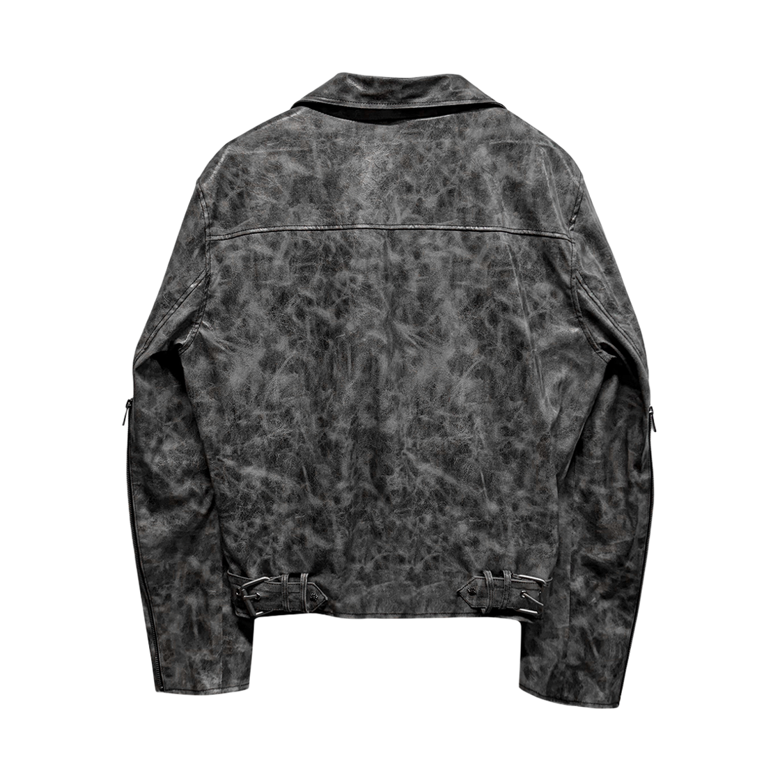 랜 아카이브 0120 글로시 레더 라이더 자켓 - 그레이(LAN ARCHIVE 0120 Glossy Leather Rider Jacket - Gray) - 2