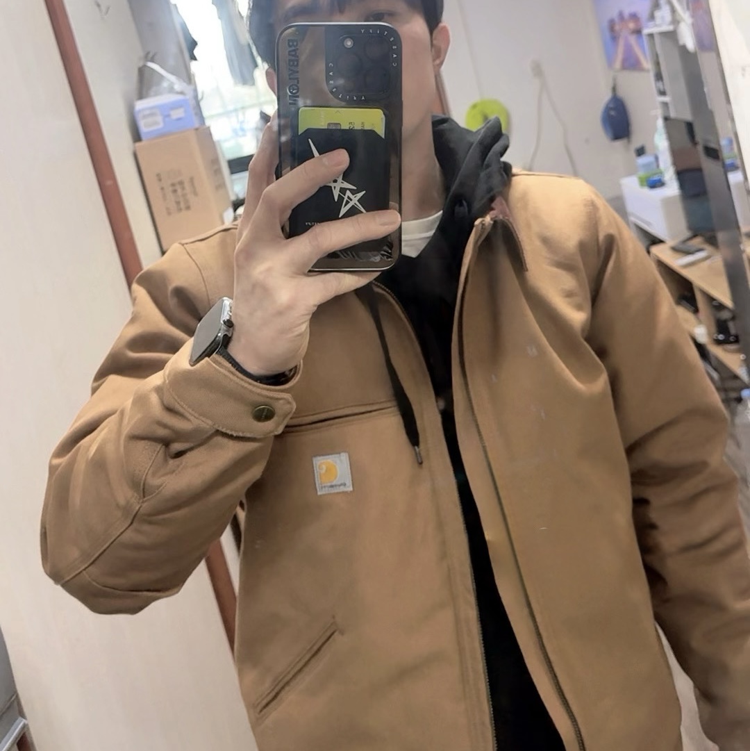 Carhartt Blanket Lined Relaxed Fit Regular Duck Detroit Jacket Carhartt Brown 착용 스타일