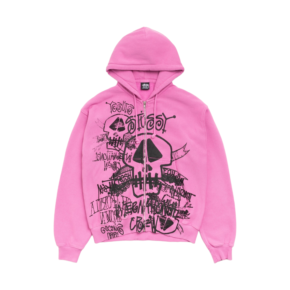 스투시 스컬 피그먼트 다이드 집 후드 핑크(Stussy Skulls Pigment Dyed Zip Hoodie Pink) - 1