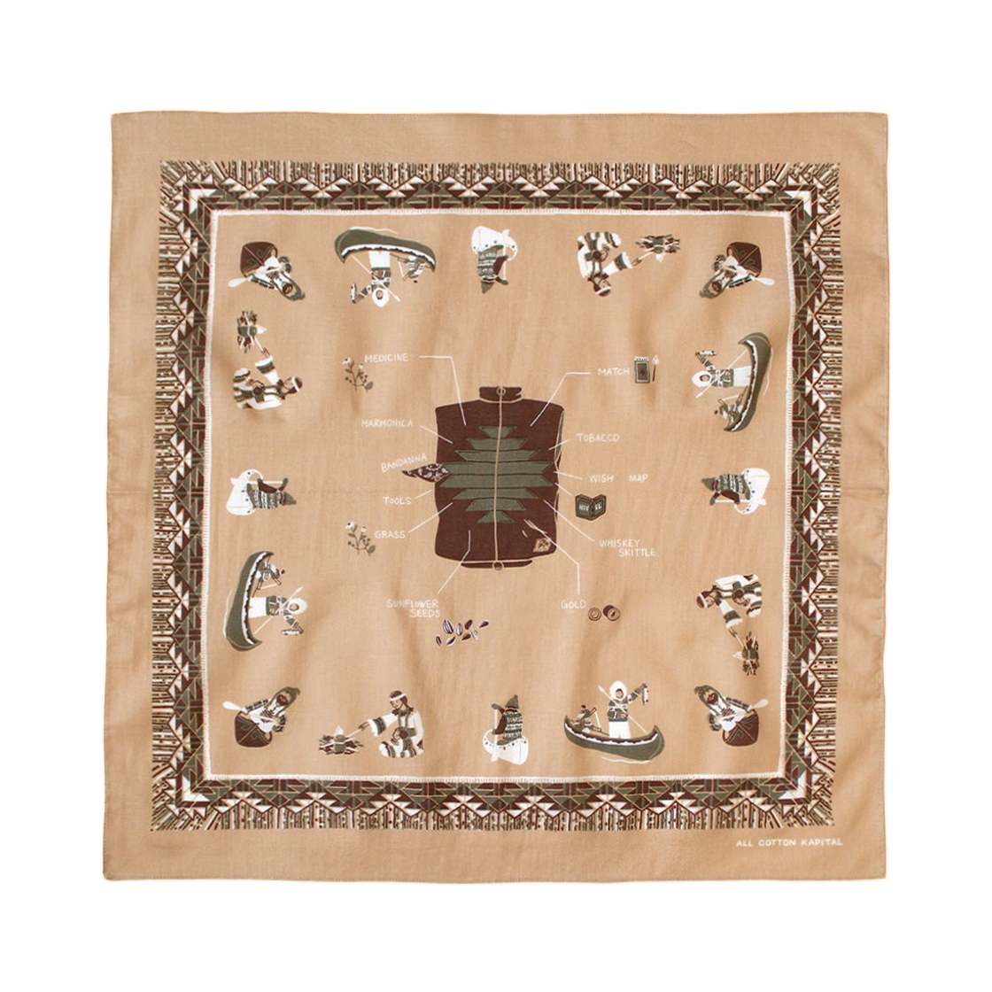 K2511BA565 Kapital Colored Bandana Zepher Vest Life Beige