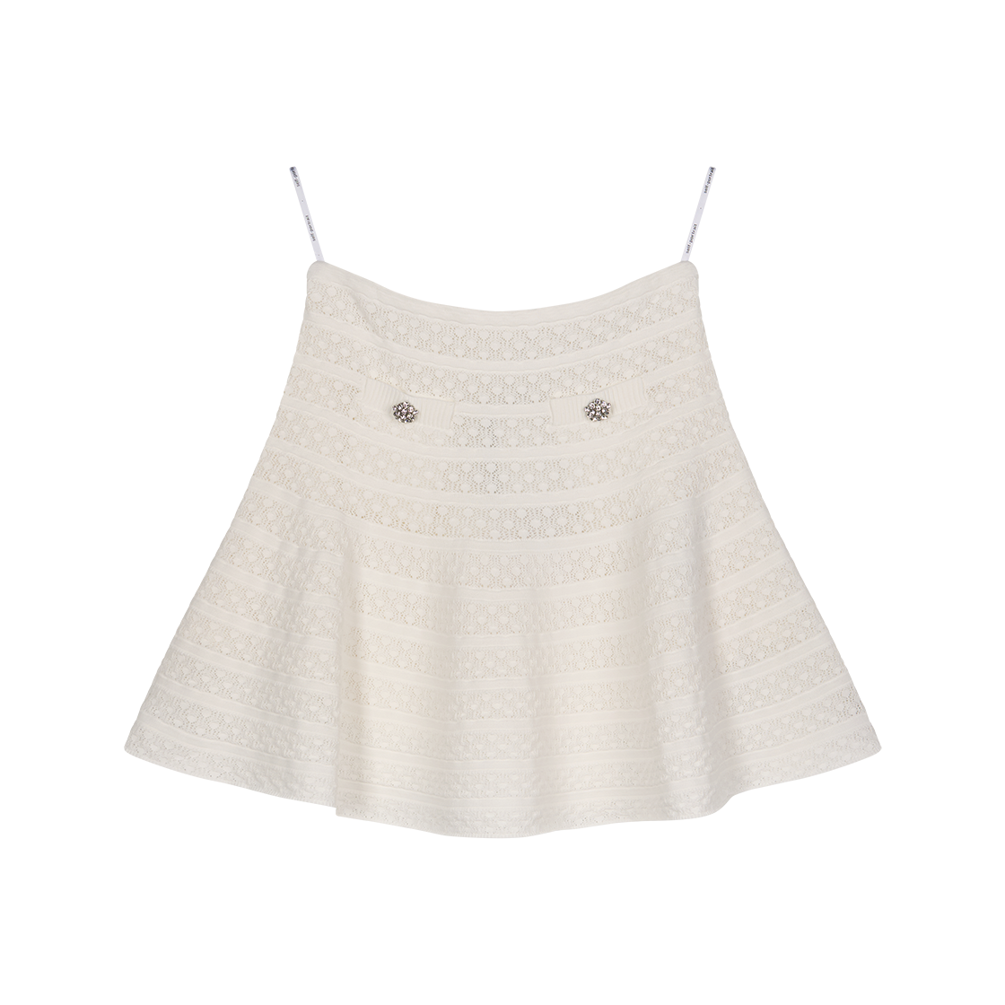 셀프 포트레이트 우먼 화이트 포인텔 니트 미니 스커트 화이트 - 26SS(Self Portrait Women White Pointelle Knit Mini Skirt White - 26SS)