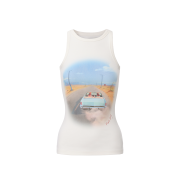 Markgong Women Loveride Retro Print Tank Top White - 26SS