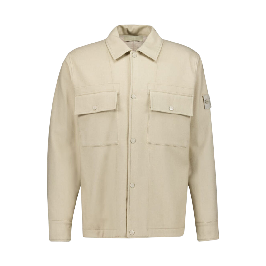 8115120F4-V0090 Stone Island 120F4 Wool Nylon Flannel Ghost Piece Padded Overshirt Beige - 24FW