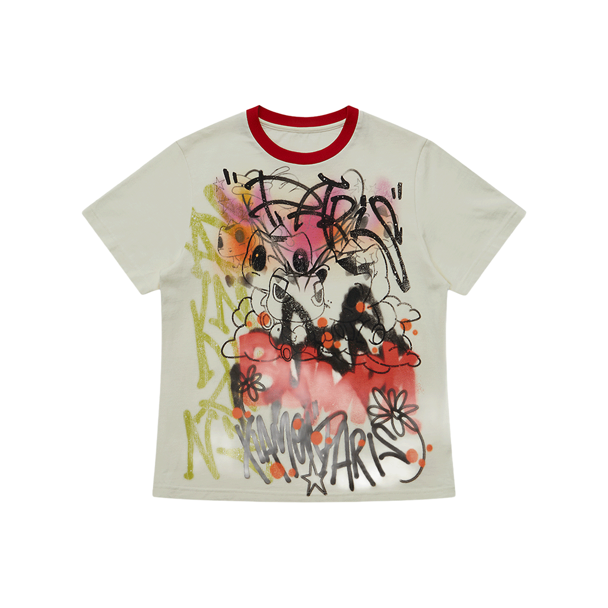 산쿠안즈 우먼 S24AWFTS0103 그래픽 숏 슬리브 베이지 - 26SS(Sankuanz Women S24AWFTS0103 Graphic Short Sleeve Beige - 26SS)