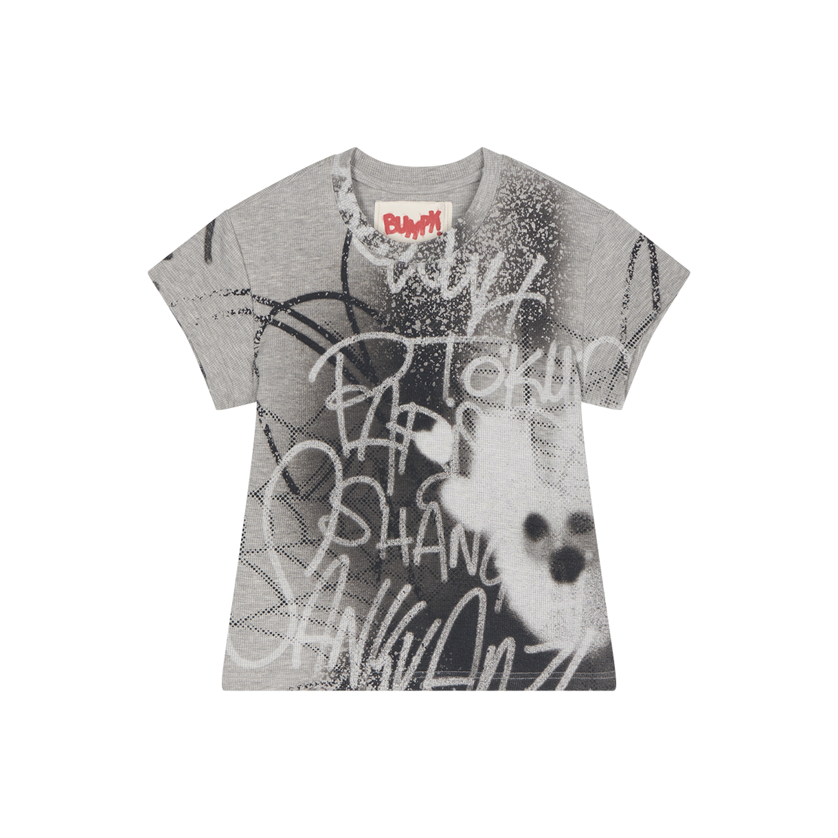 산쿠안즈 우먼 S25SSFTS0192 그래픽 숏 슬리브 그레이 - 26SS(Sankuanz Women S25SSFTS0192 Graphic Short Sleeve Grey - 26SS)