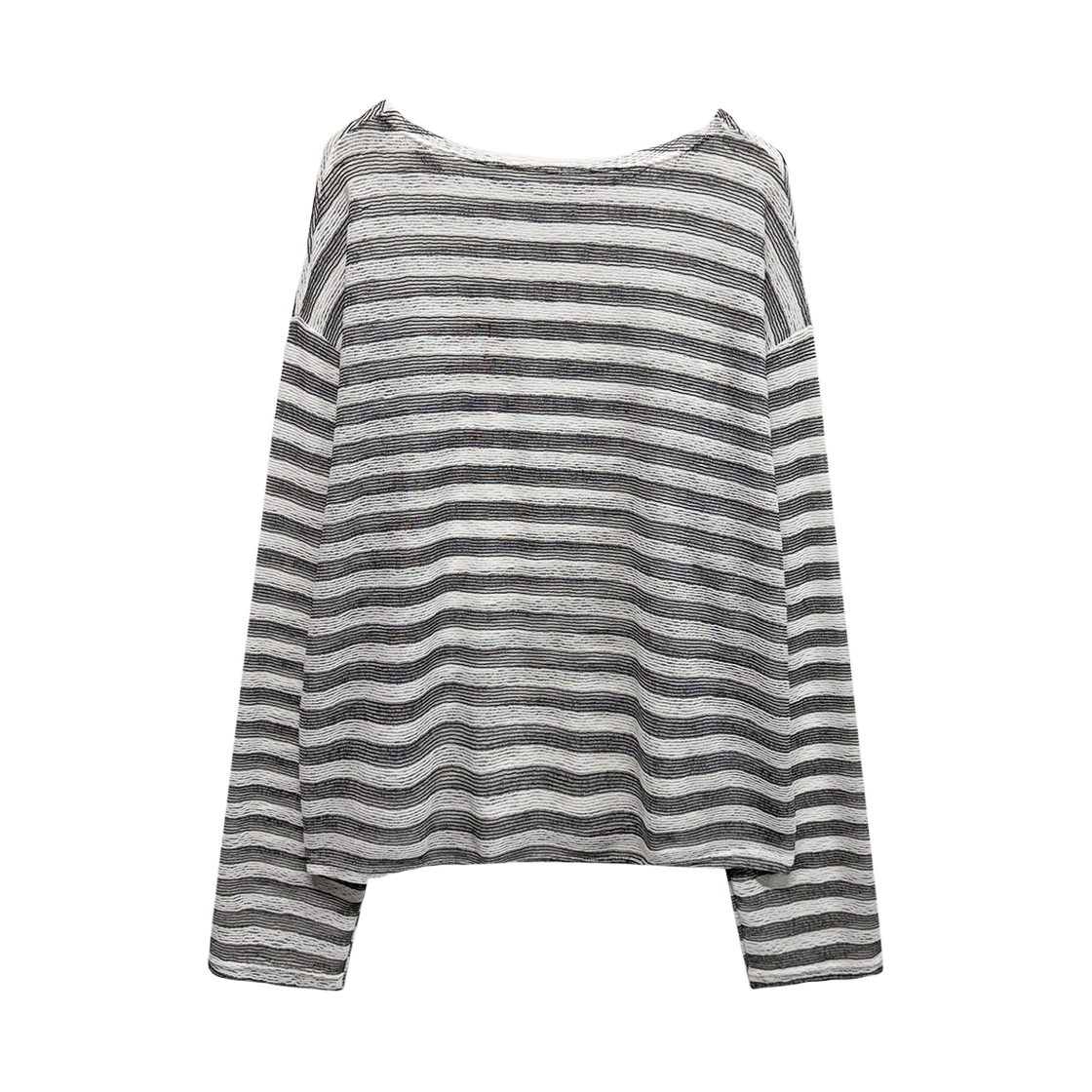 랜 아카이브 0097 타이포 스트라이프 시스루 롱슬리브 - 화이트(LAN ARCHIVE 0097 Typo Stripe Sheer Long Sleeve - White) - 2