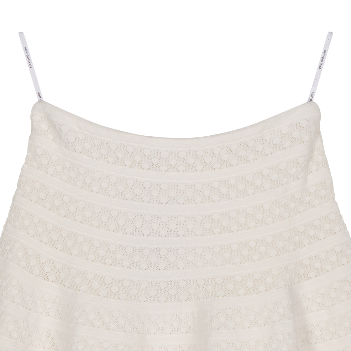 셀프 포트레이트 우먼 화이트 포인텔 니트 미니 스커트 화이트 - 26SS(Self Portrait Women White Pointelle Knit Mini Skirt White - 26SS) - 4