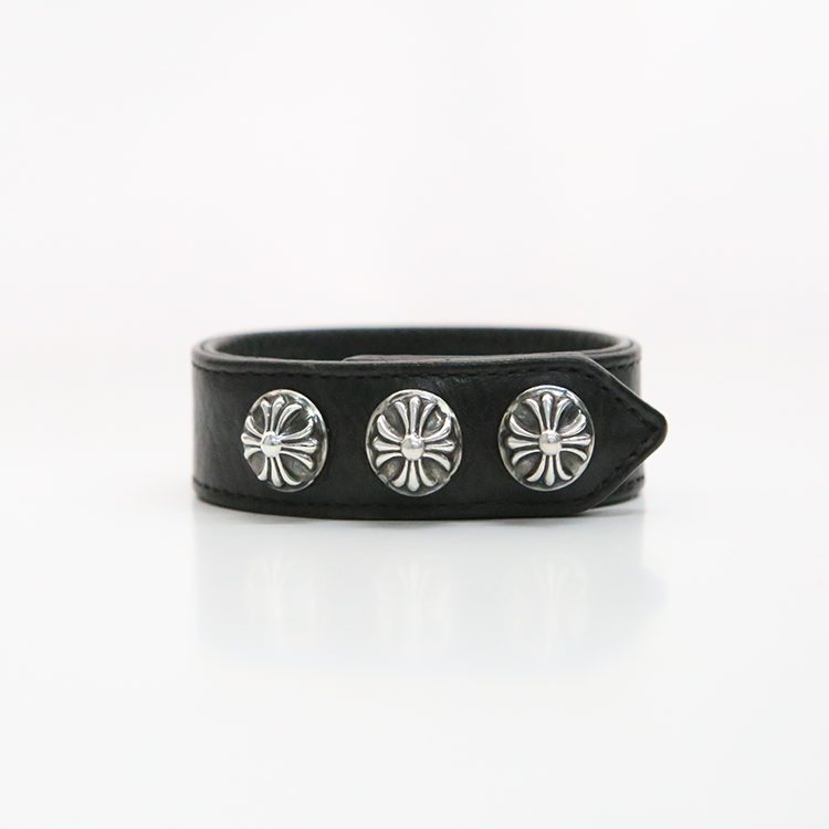 한스룸 크롬하츠 크로스볼 3 버튼 2 스냅 가죽 팔찌(Hansroom Chrome Hearts Cross Ball 3 Btn 2 Snap Leather Bracelet) - 2