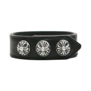 Hansroom Chrome Hearts Cross Ball 3 Btn 2 Snap Leather Bracelet
