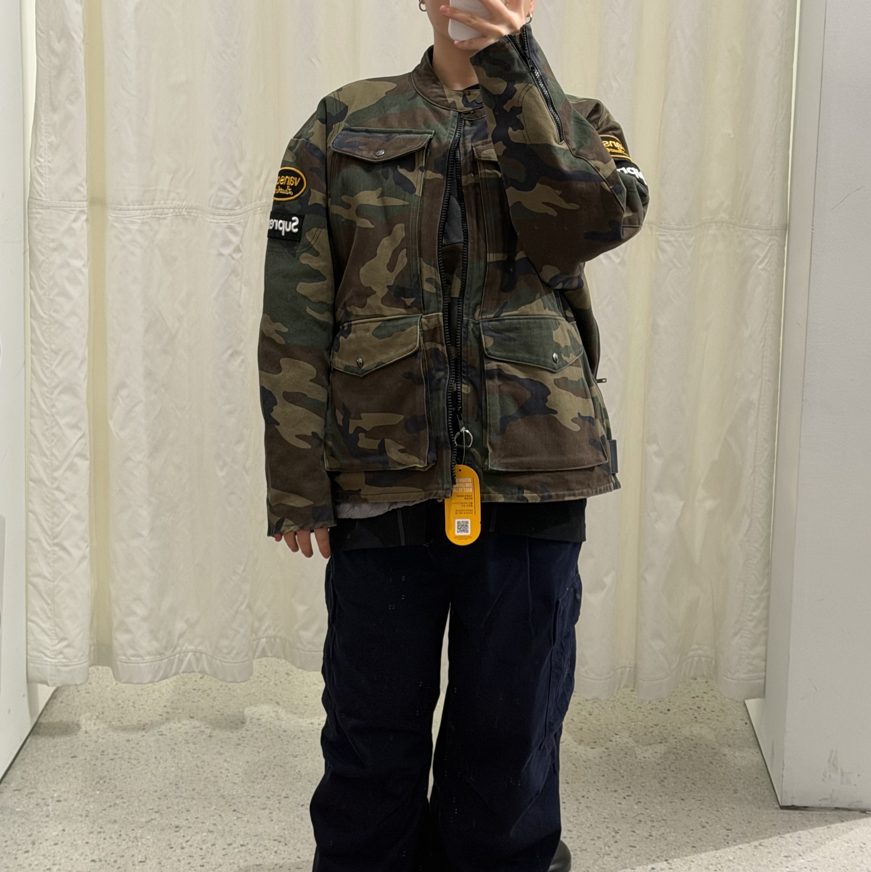 Supreme x Vanson Leathers Cordura Jacket Woodland Camo - 26SS 착용 스타일
