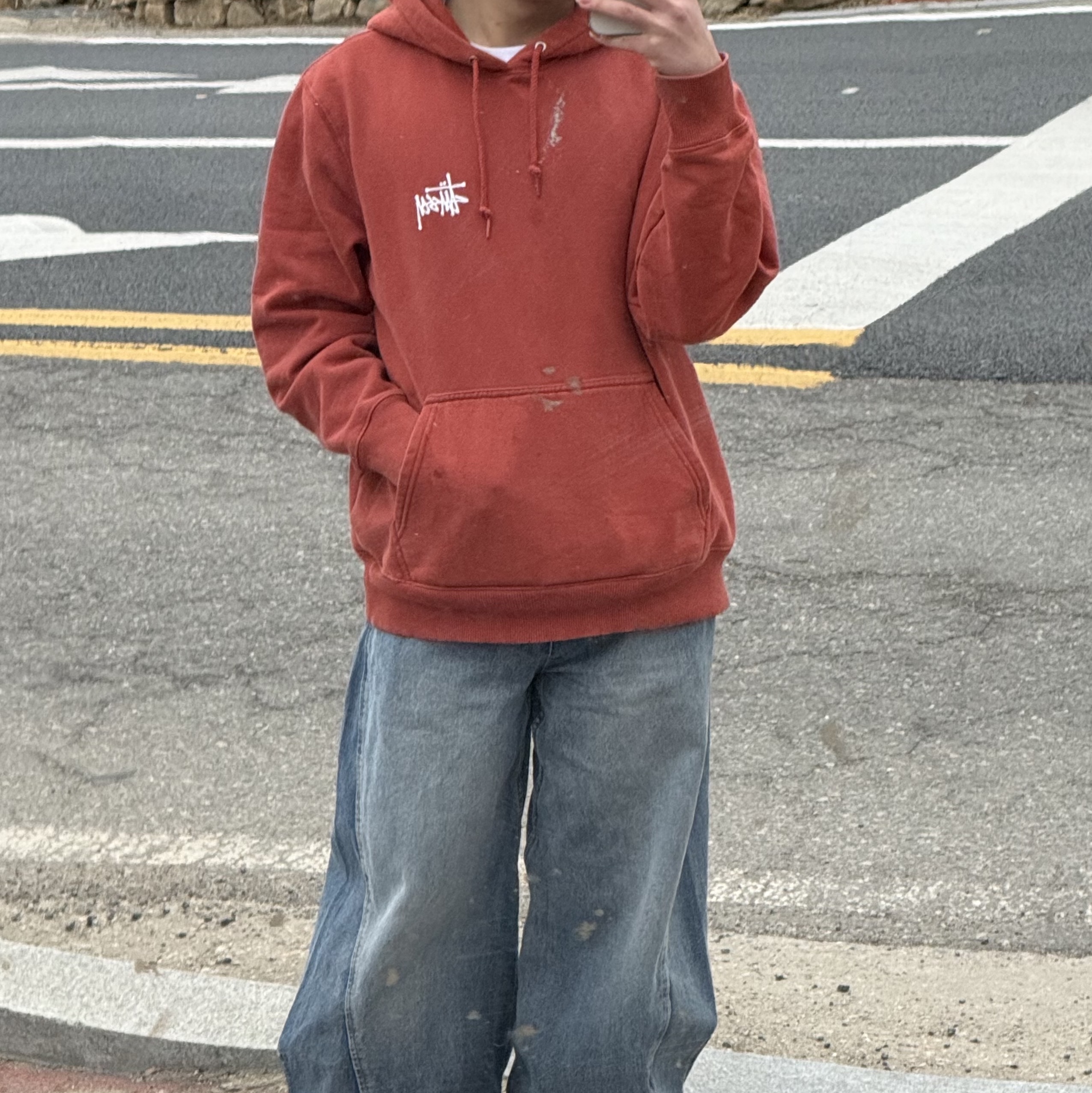 Stussy Basic Stussy Hoodie Brick 2021 착용 스타일 - 1