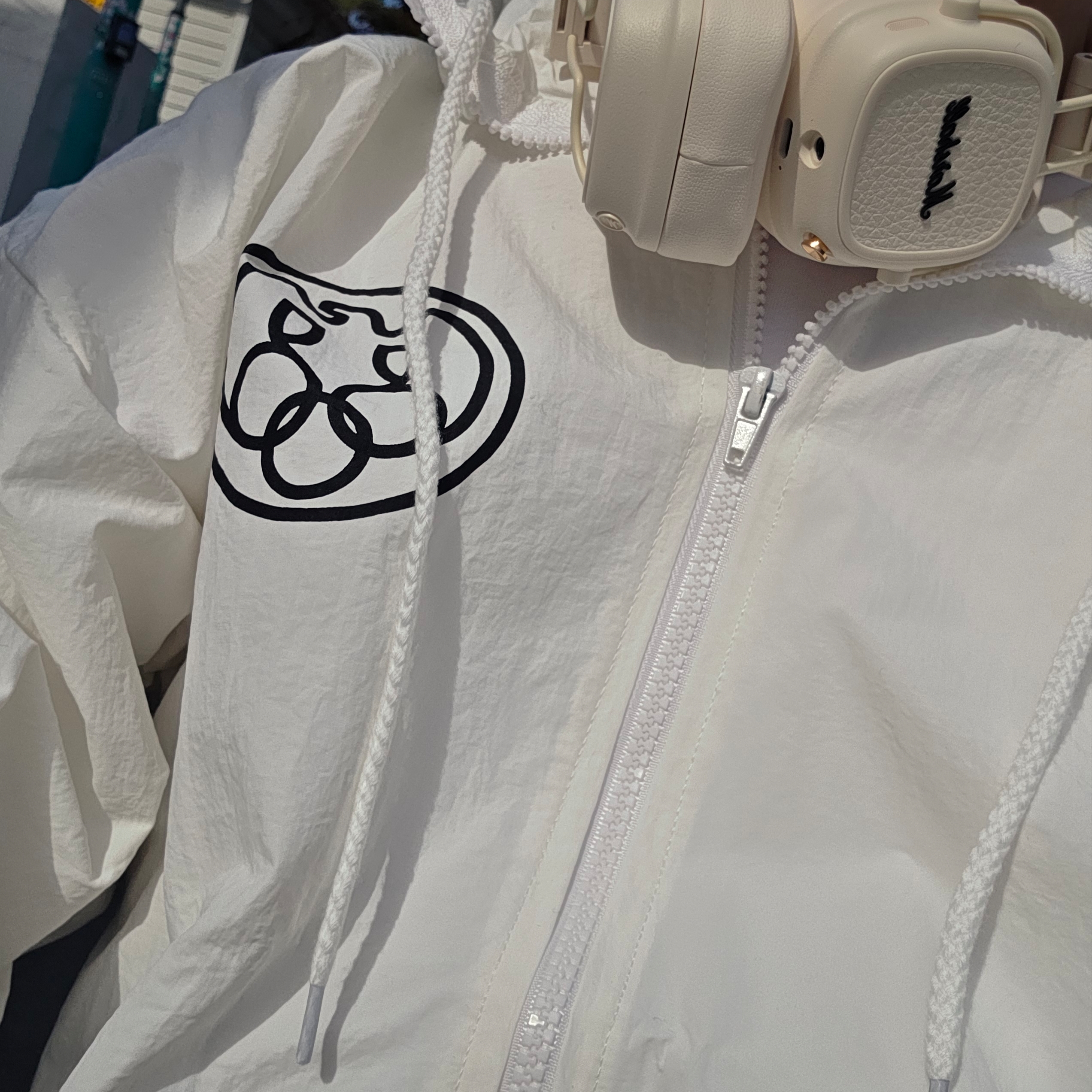 Yeezy x Gosha Rubchinskiy Vulture WB-01 Jacket White, Yeezy x Gosha Rubchinskiy Blank WB-01 Jacket White 착용 스타일 - 2
