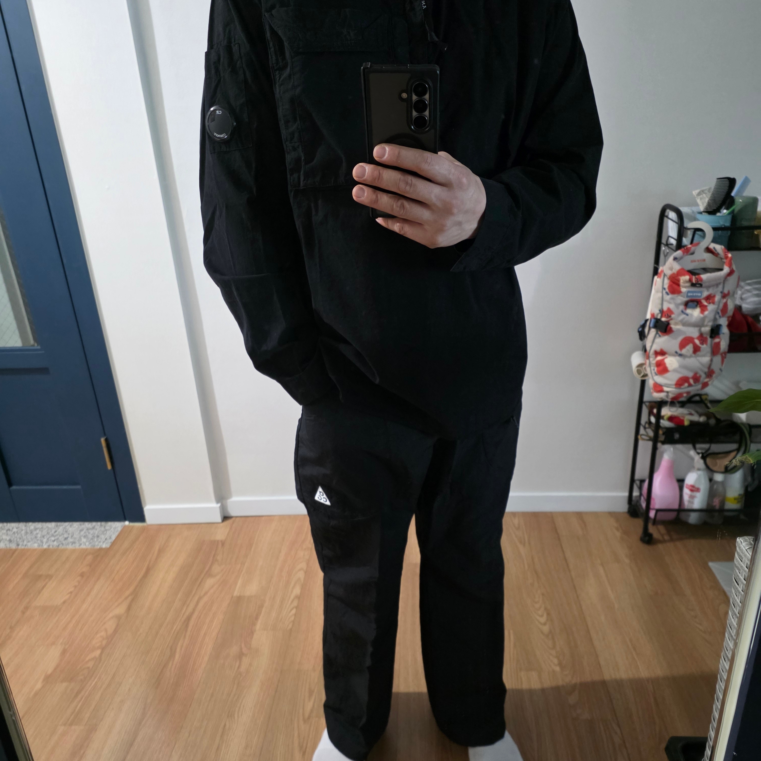 Nike ACG Dolomiti Pants Black Summit White - Asia, C.P. Company Chrome-R Goggle Overshirt Black - 23SS 착용 스타일