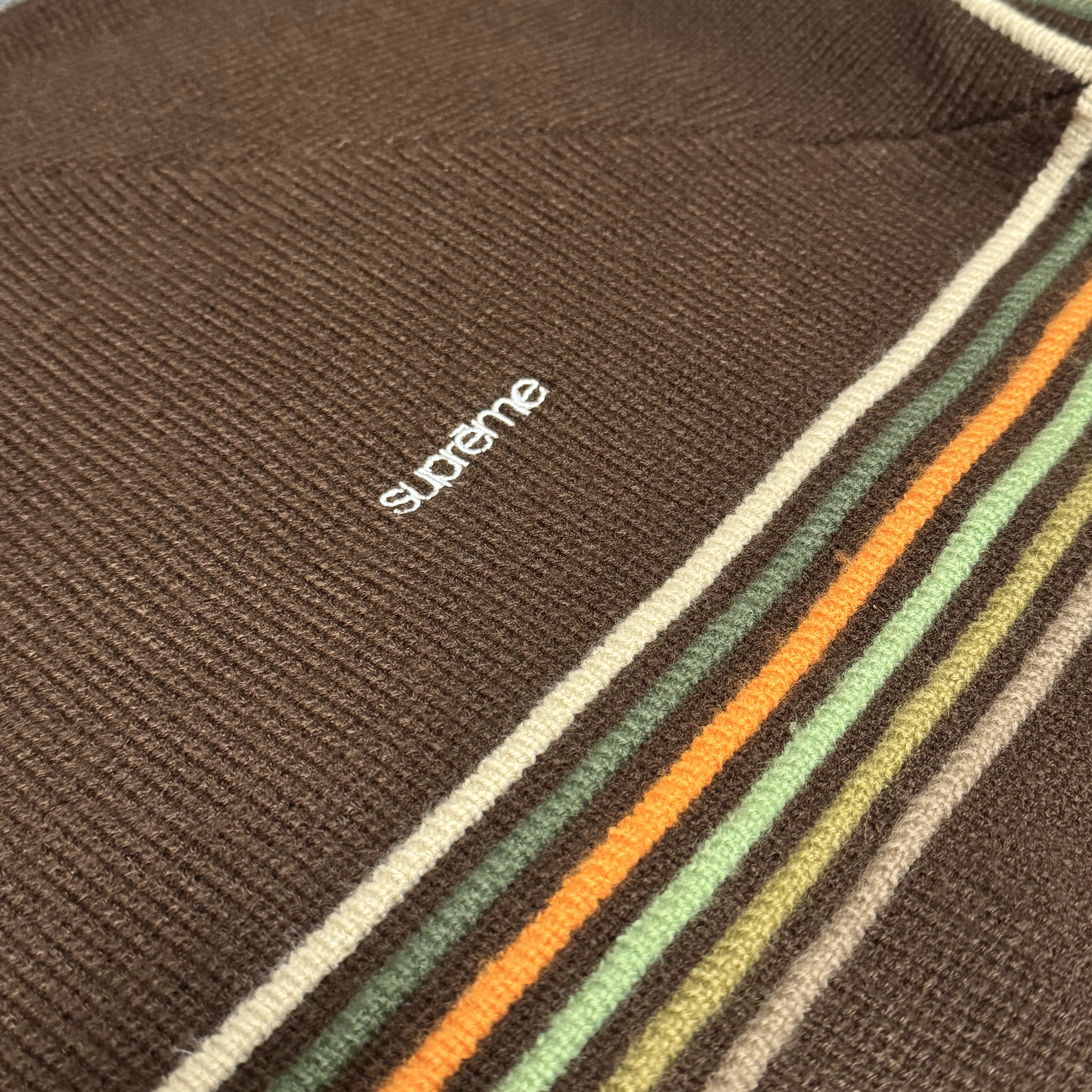 Supreme Raised Stripe Sweater Brown - 26SS 착용 스타일