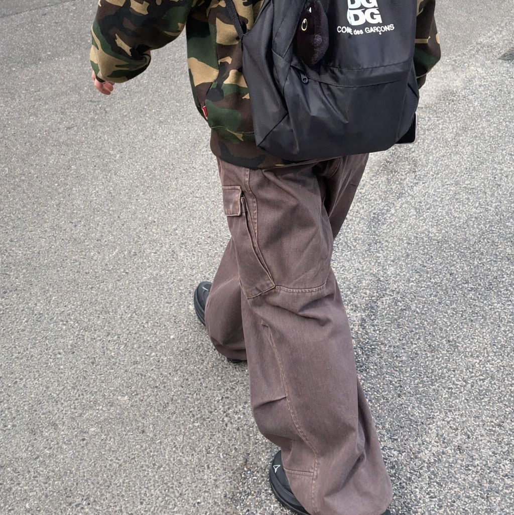 Supreme Collegiate Applique Zip Up Hooded Sweatshirt Woodland Camo - 25FW, Hatchingroom Mil Pants Washed Charcoal 착용 스타일 - 2