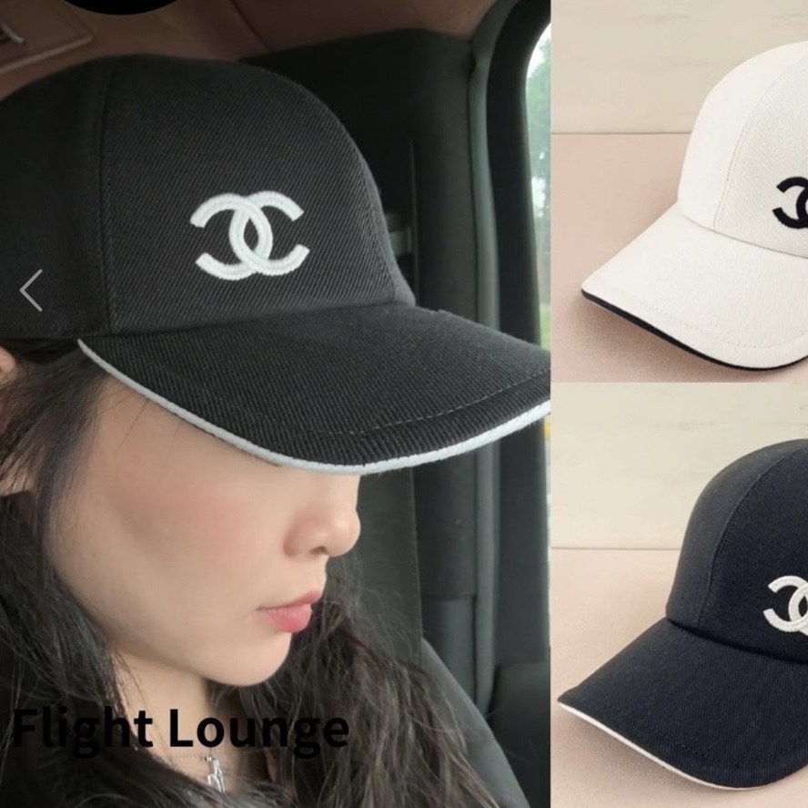 Chanel Cap Cotton & Black White 착용 스타일
