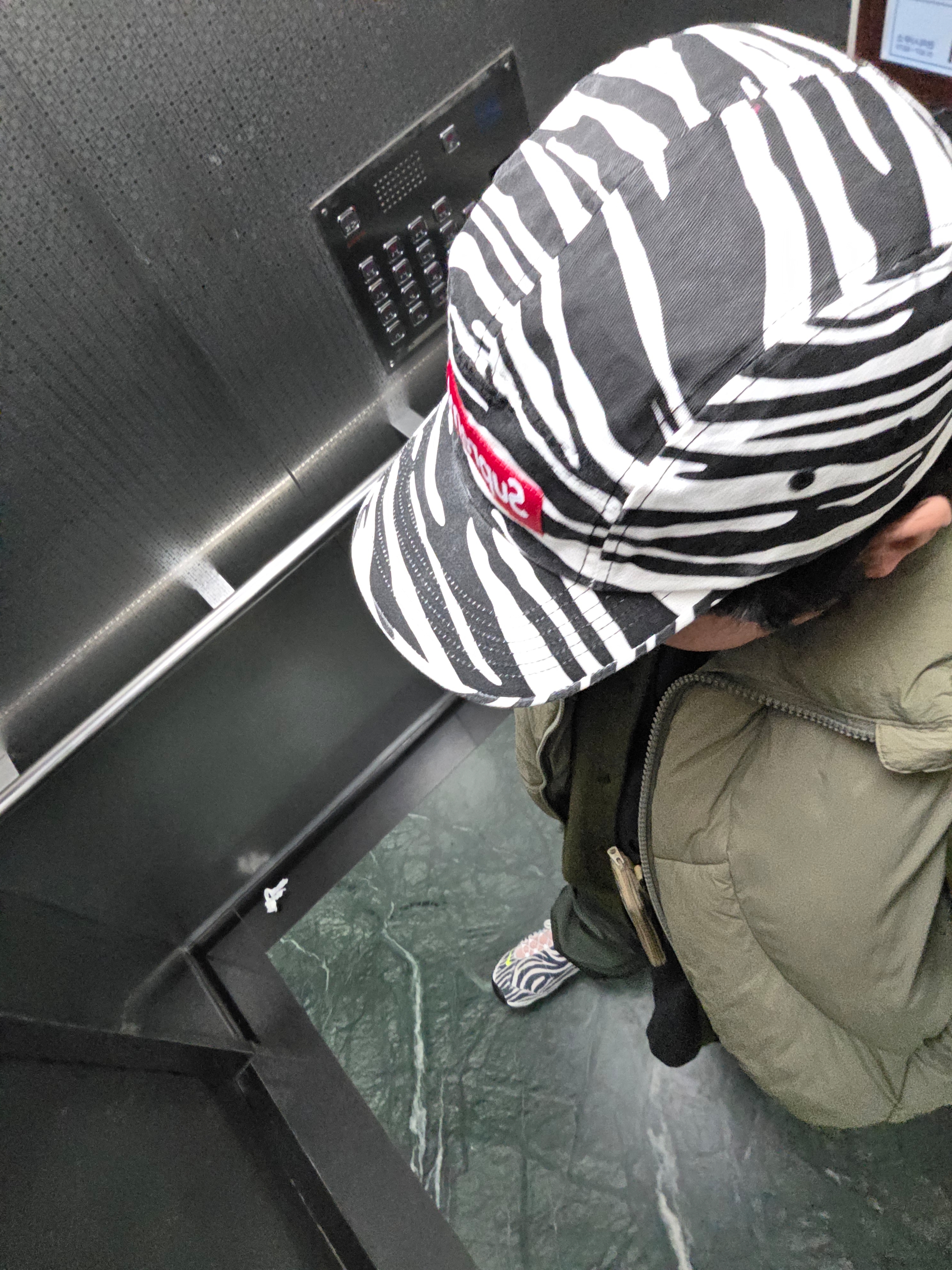 Supreme Washed Chino Twill Camp Cap Zebra - 22FW, Yeezy Gap Engineered By Balenciaga Logo Long Sleeve T-Shirt Black 착용 스타일 - 1