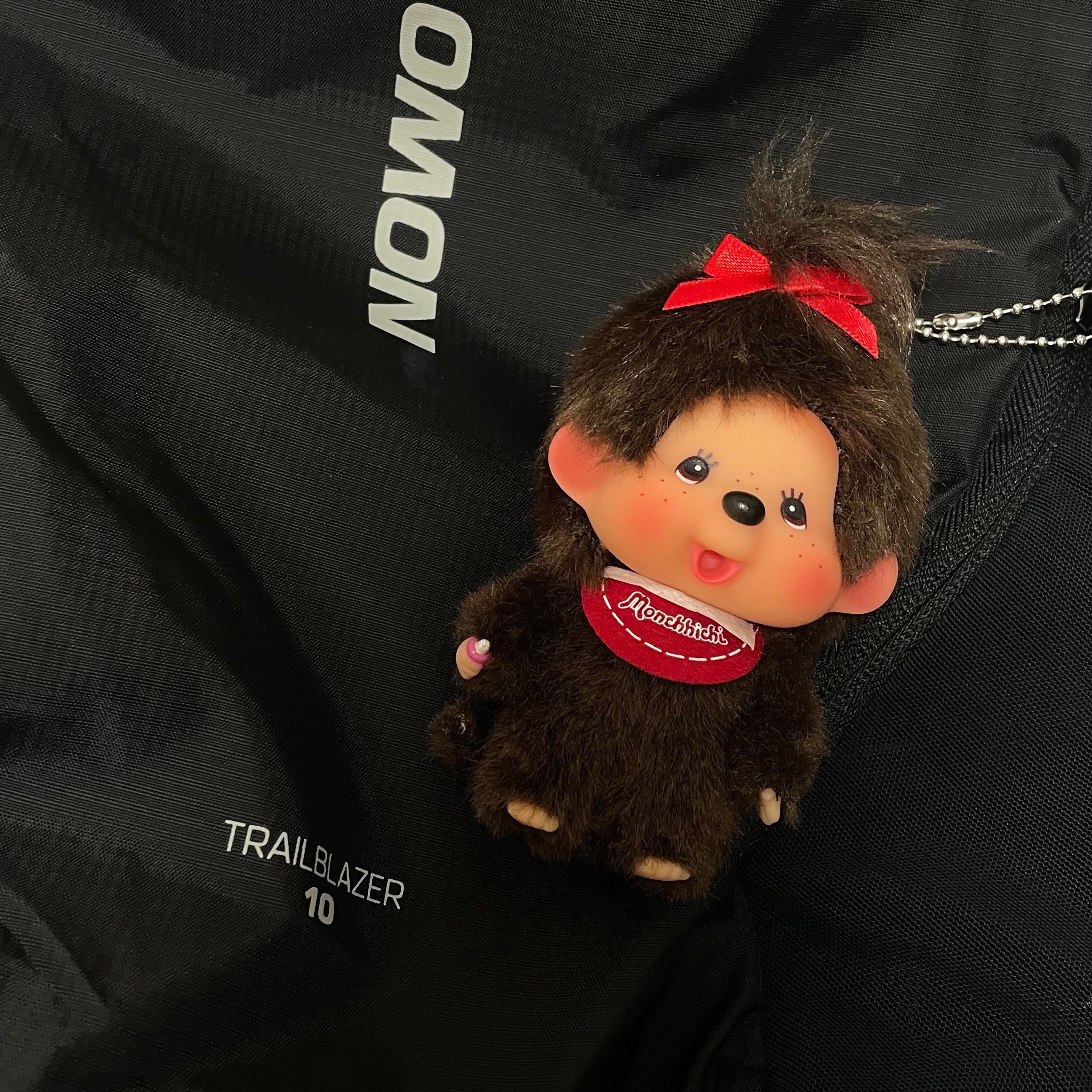 Monchhichi Bighead SS Girl Key Chain Brown 착용 스타일