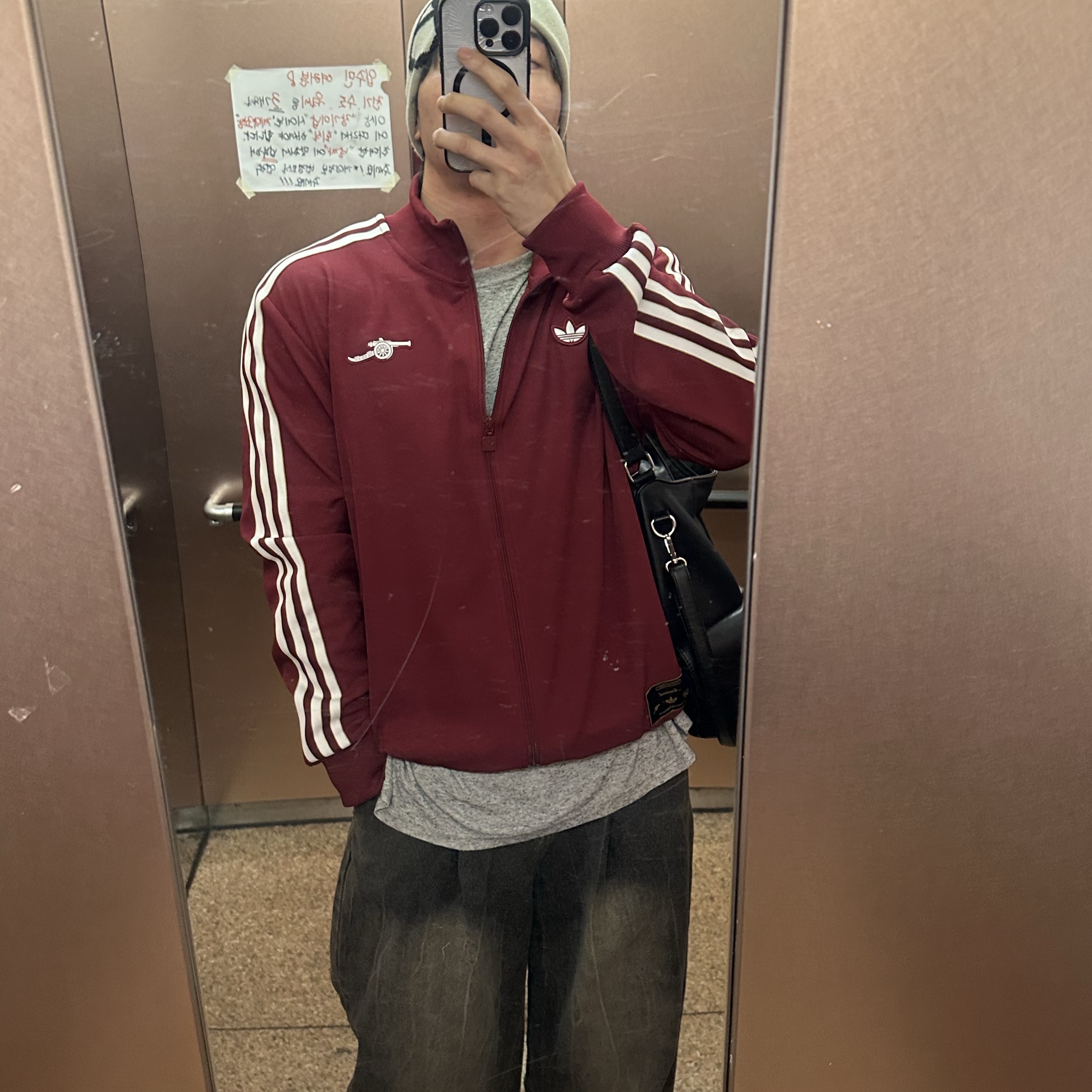 Adidas Arsenal Terrace Icon Track Top Team Coll Burgundy 2 - KR Sizing 착용 스타일