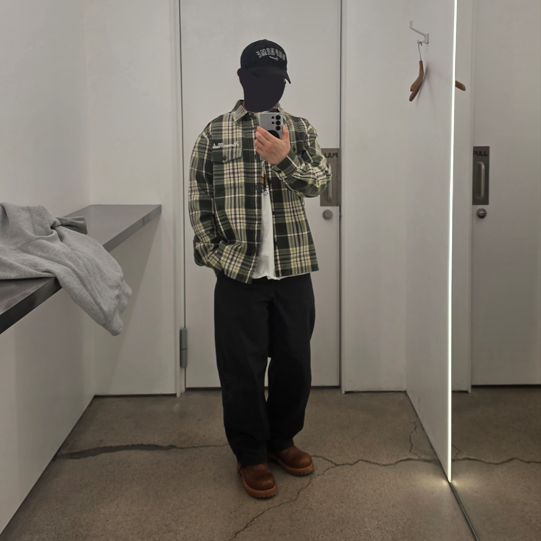 Human Made Check Shirt Green 착용 스타일