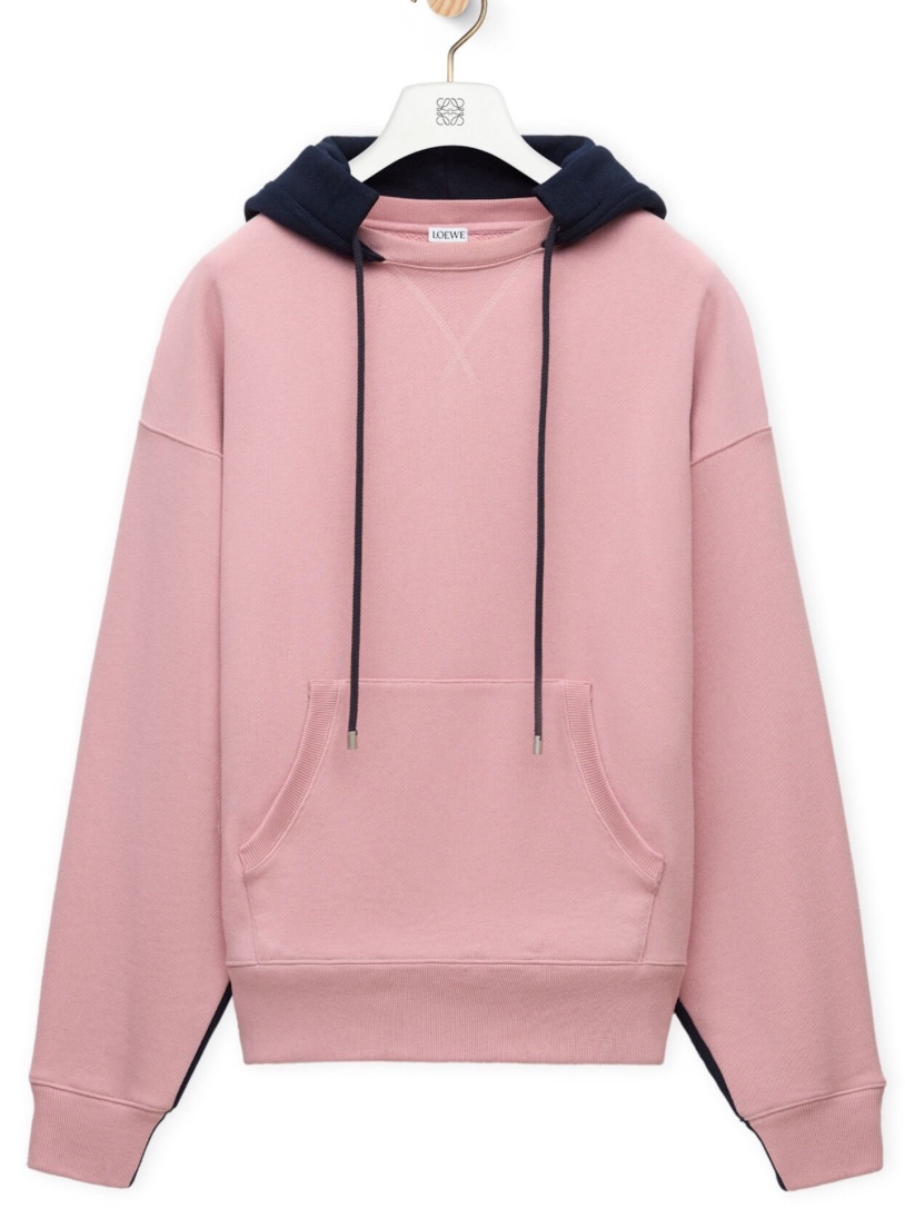 Loewe Cotton Relaxed Fit Hoodie Black Pink 착용 스타일 - 2