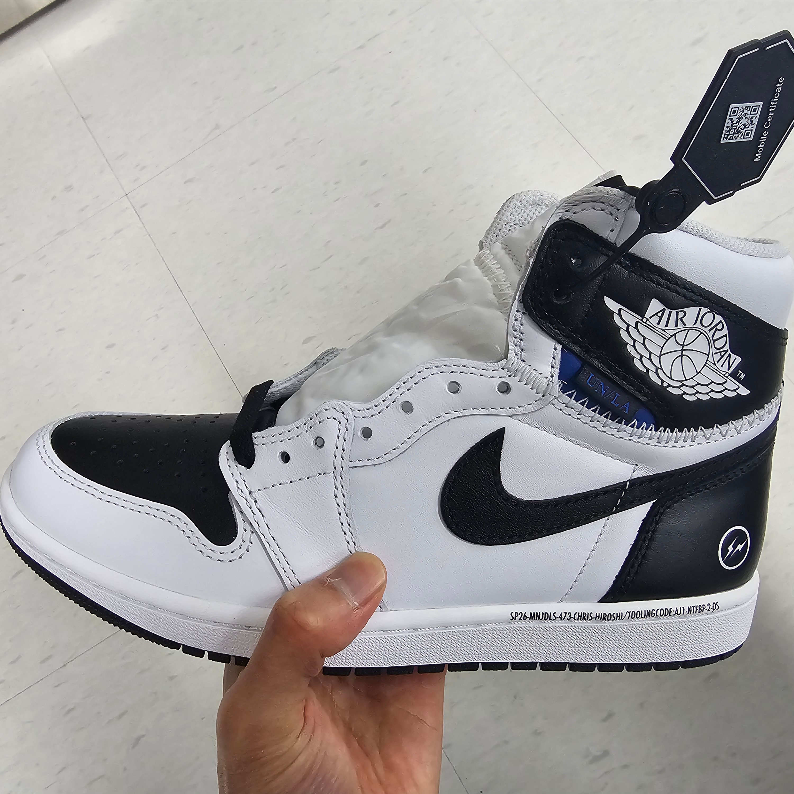 Jordan 1 x Fragment x Union LA High OG SP White Black 착용 스타일